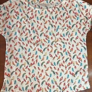 LOFT Colorful Bird Pattern Blouse size medium vintage bird blouse